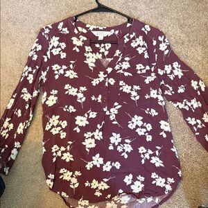 Market & Spruce Burgundy Floral Blouse